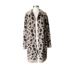 Lovestitch Cardigan Duster Sweater S Lux Leopard Long Open Oversized Pockets